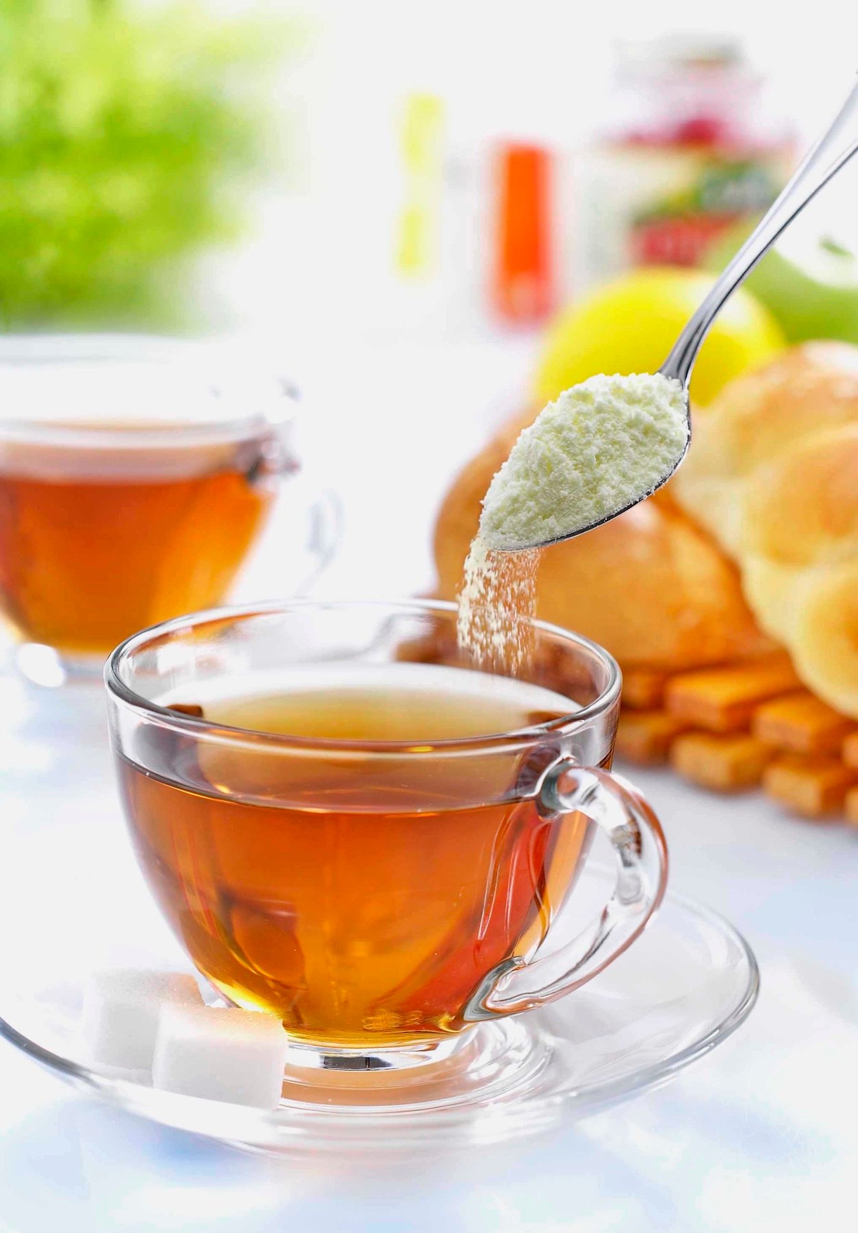 Tea served with a citrus garnish