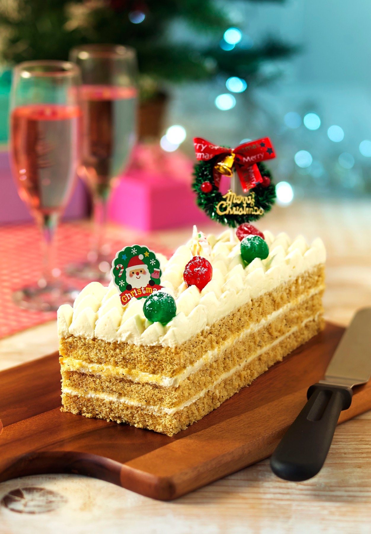 A festive cake styled with seasonal details