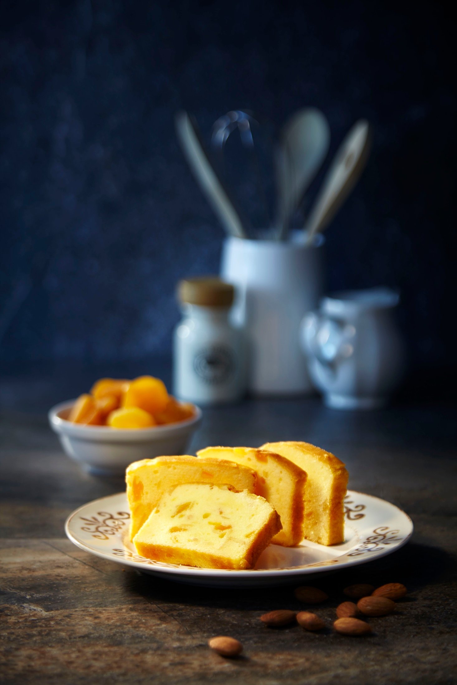 A plated pastry styled with citrus