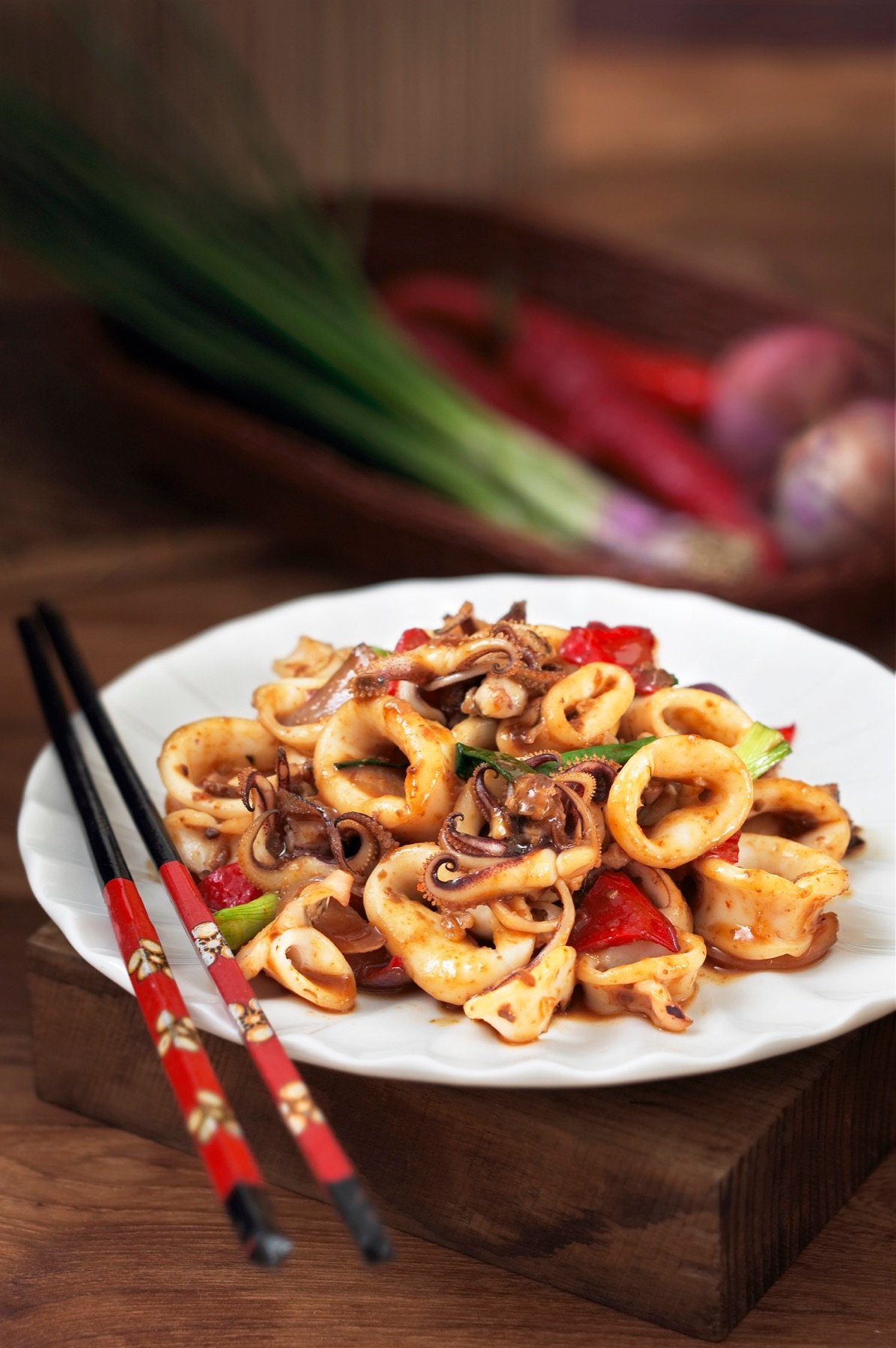 A freshly prepared noodle dish in a bowl