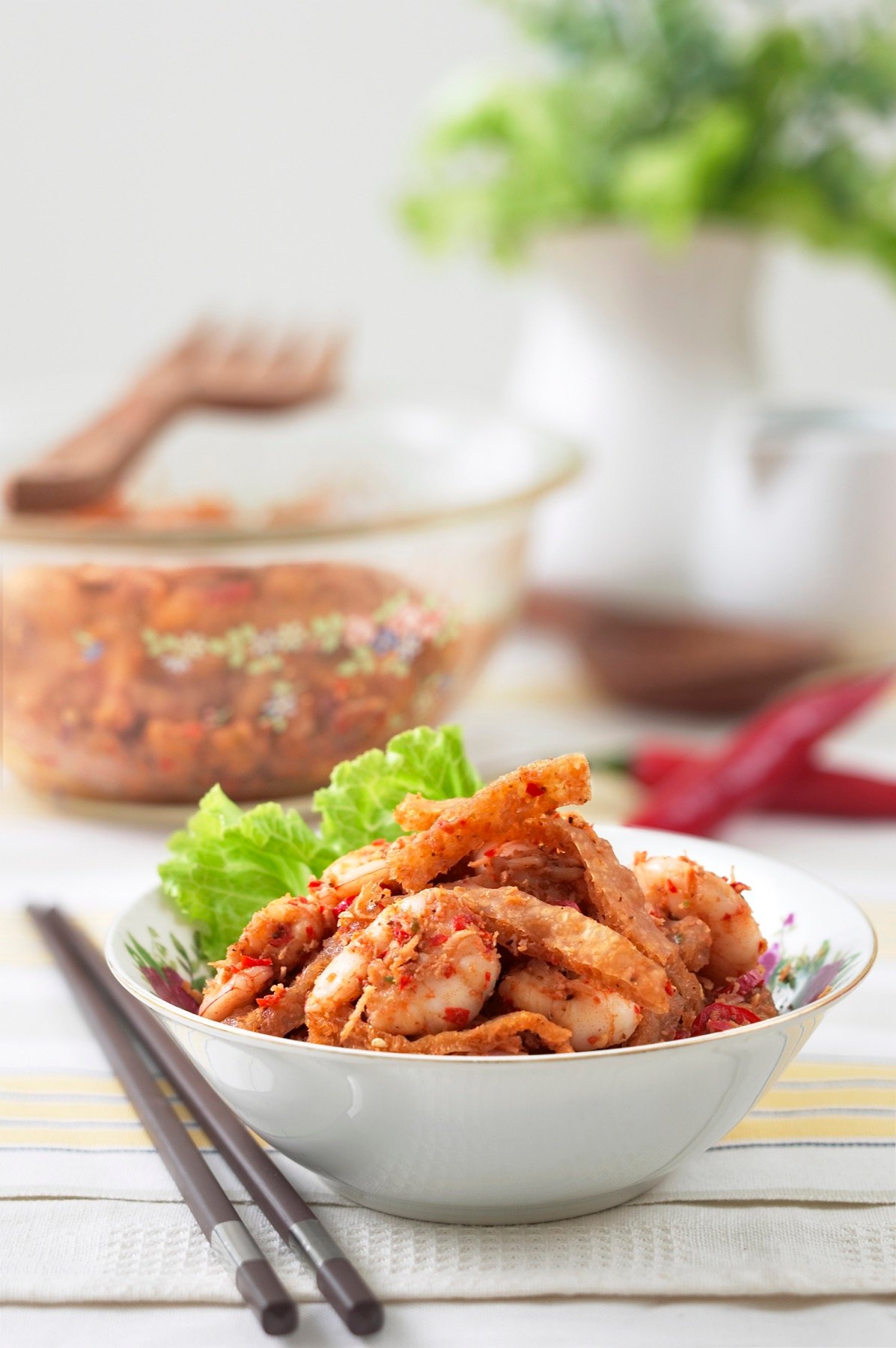 A vibrant stir-fried dish with vegetables