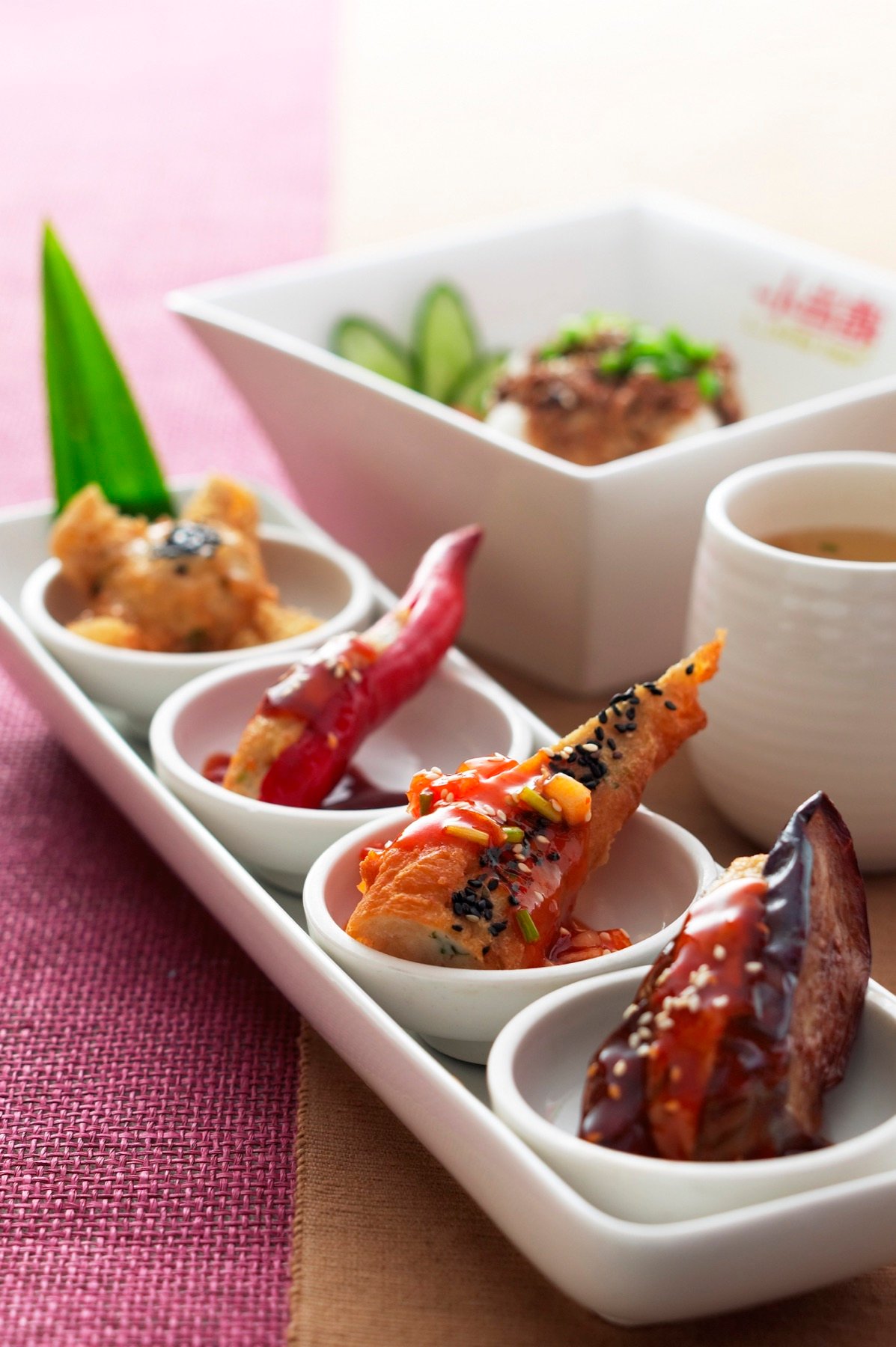A shared selection of Asian dishes