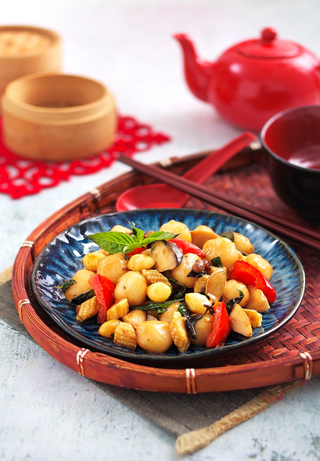 A bright vegetable dish served in a ceramic bowl