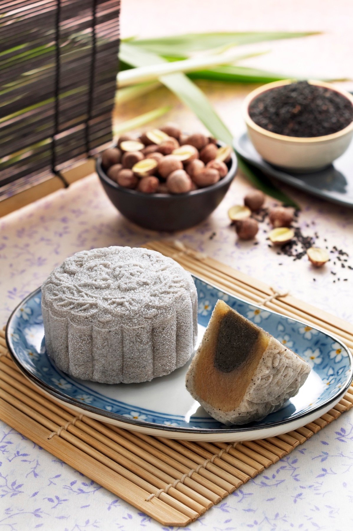Tea-time sweets arranged with a teapot
