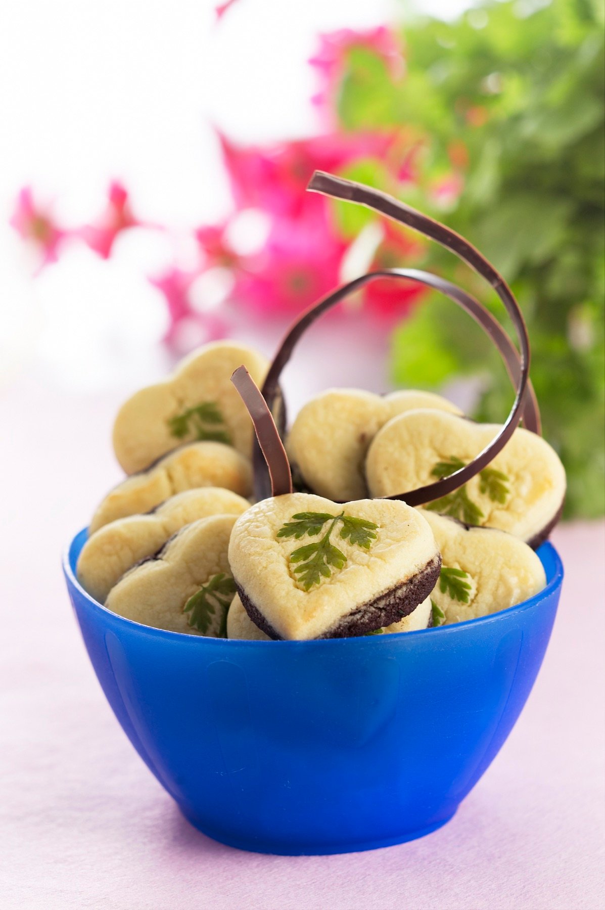 Decorated cookies styled for a bakery menu