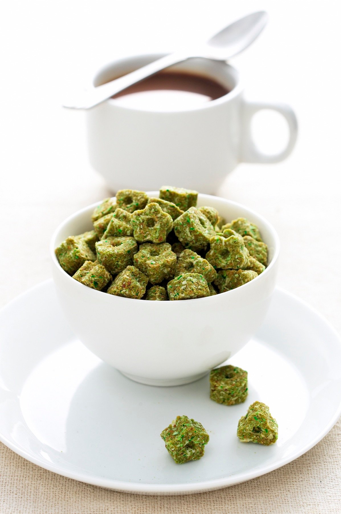 Green tea pastries arranged on a white plate