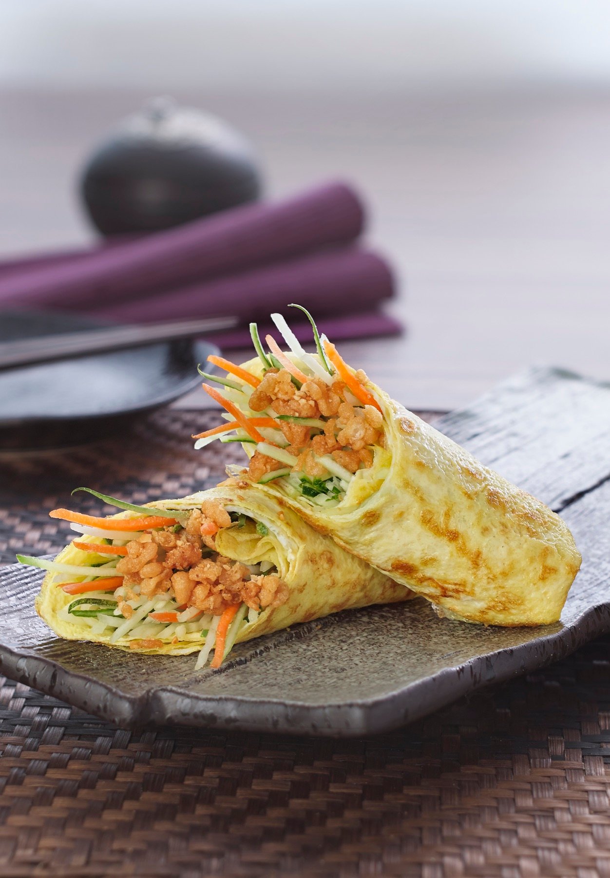A savoury pancake served with fresh garnish