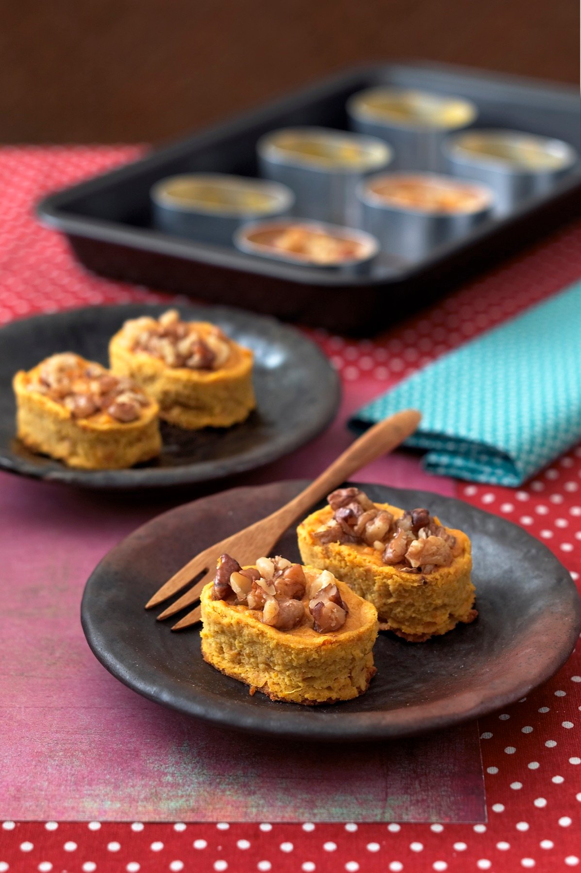 Mini tarts arranged for a dessert menu